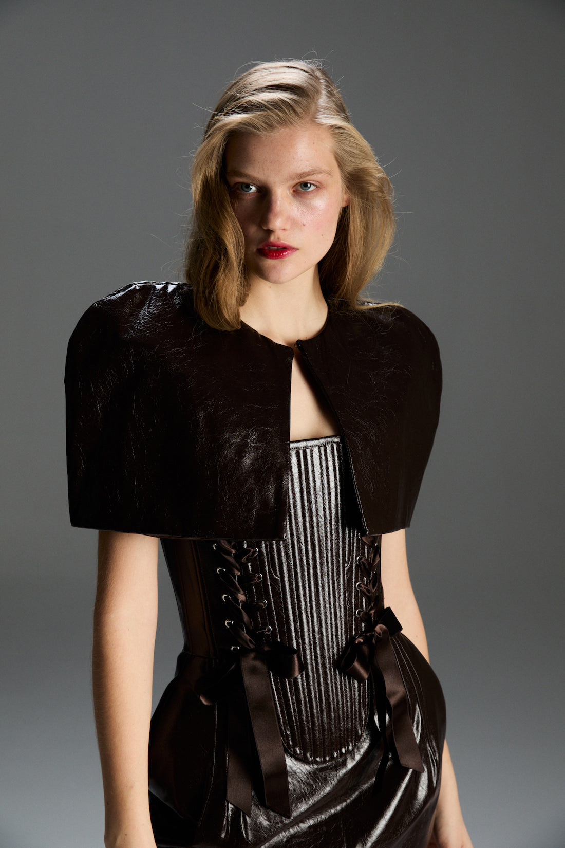 Marie Brown Leather Corset Set