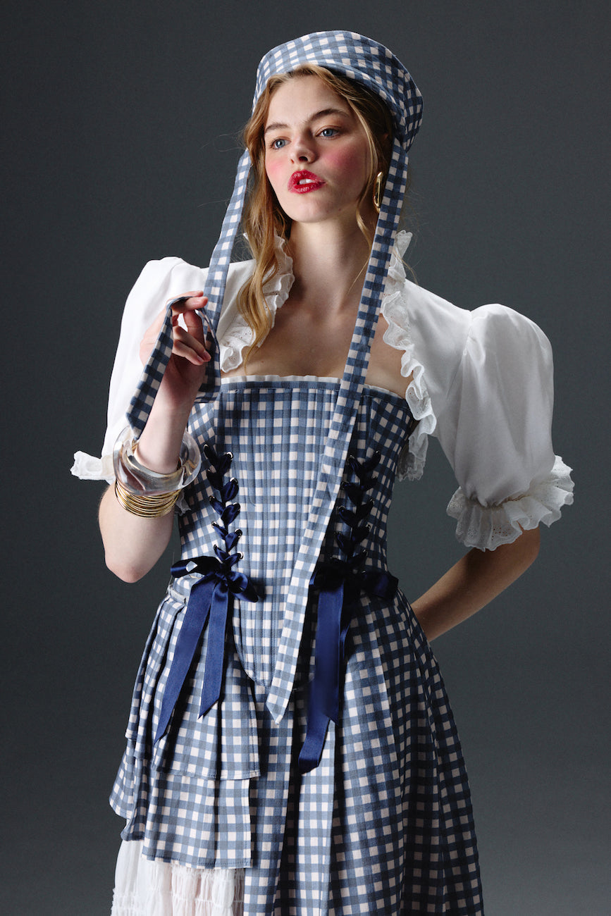 Marie Blue Checkered Corset
