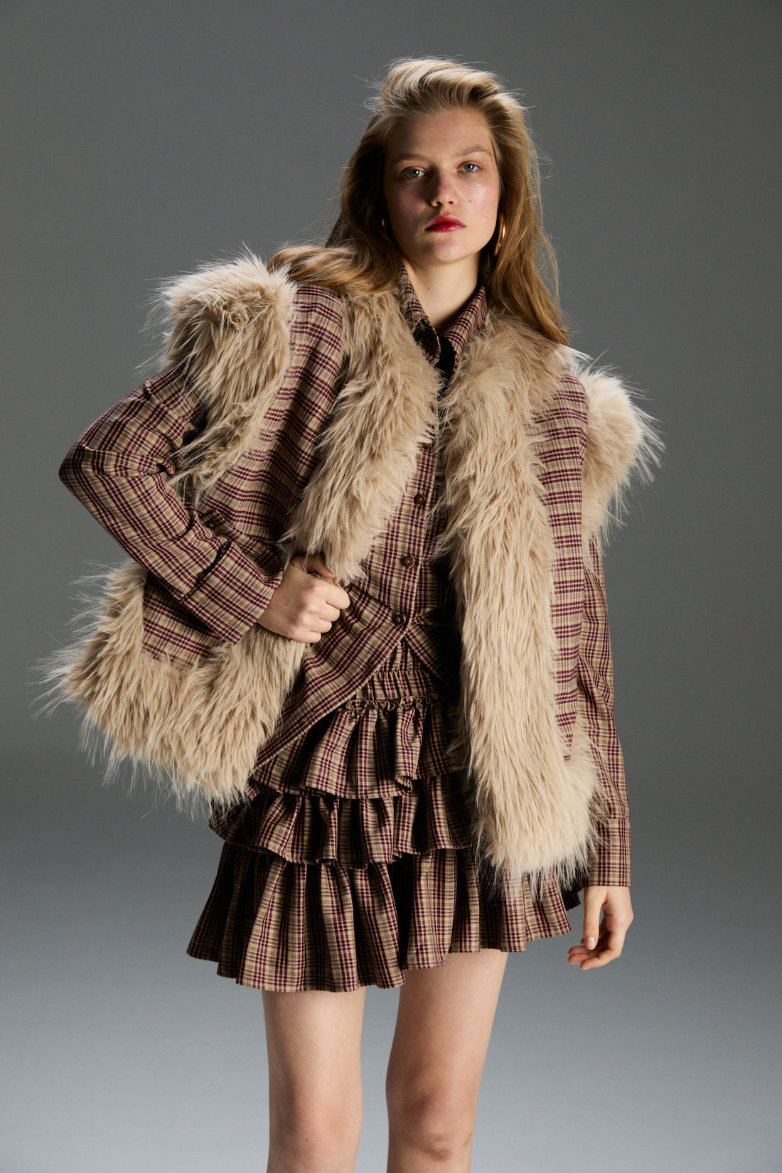 Milka Ekoseli Çift Taraflı Yelek