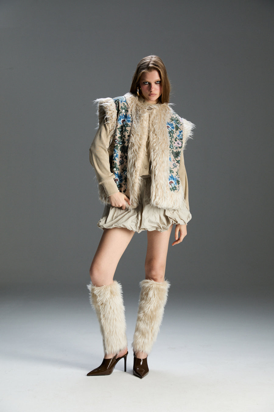 Milka Çiçekli Çift Taraflı Yelek