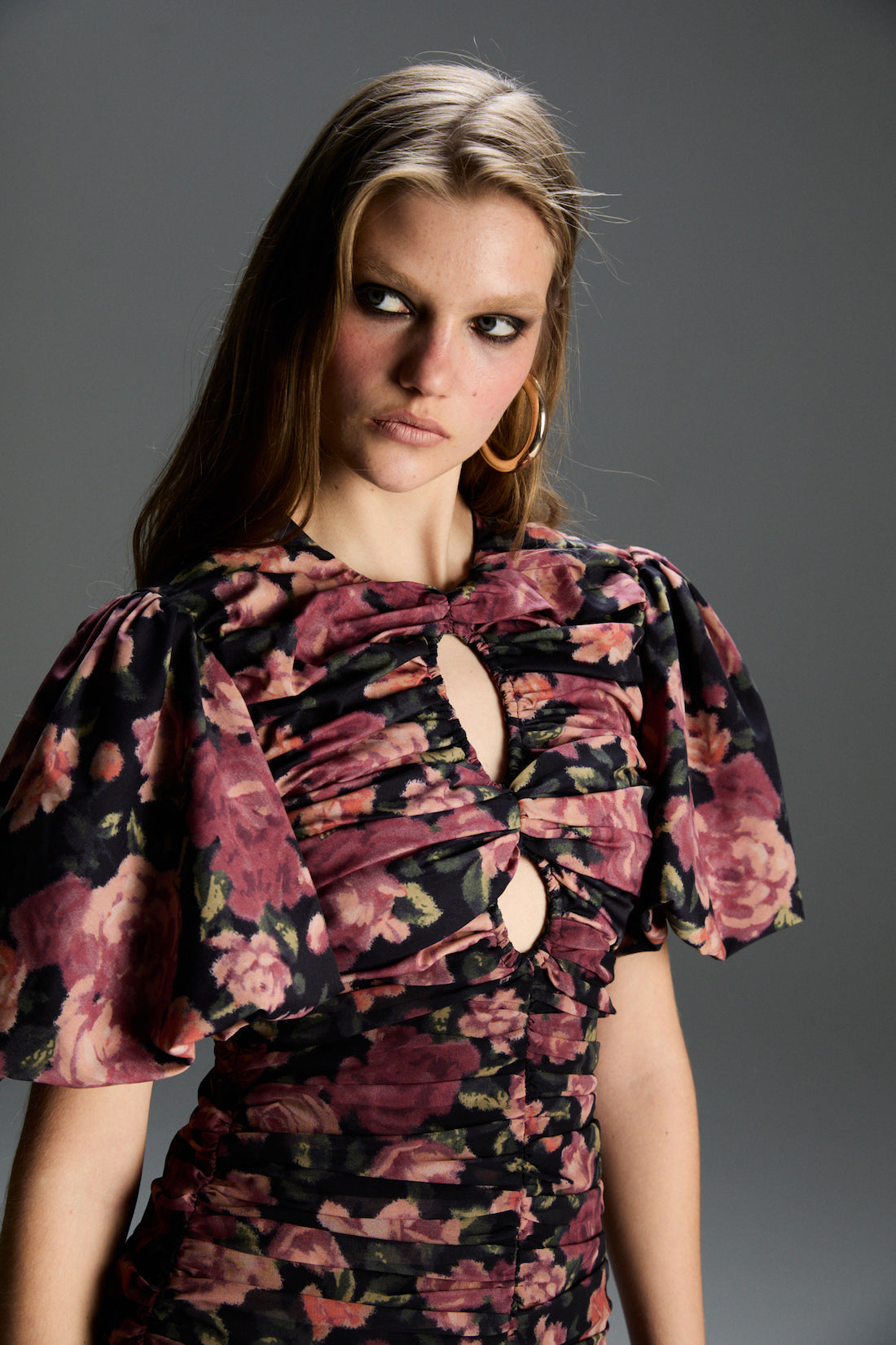 Clara Pembe Çiçek Desenli Elbise