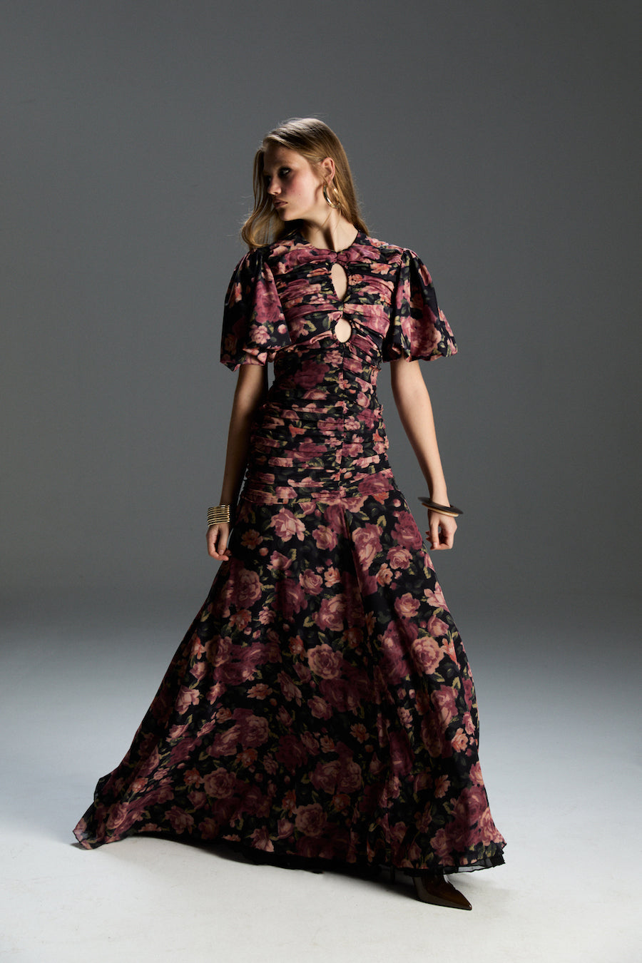 Clara Pembe Çiçek Desenli Elbise