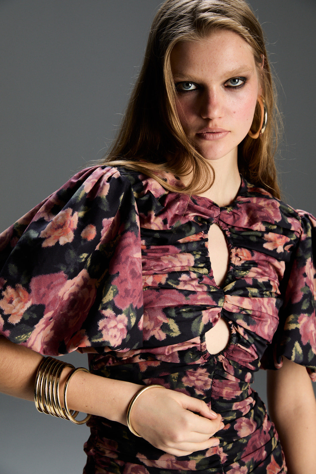 Clara Pembe Çiçek Desenli Elbise