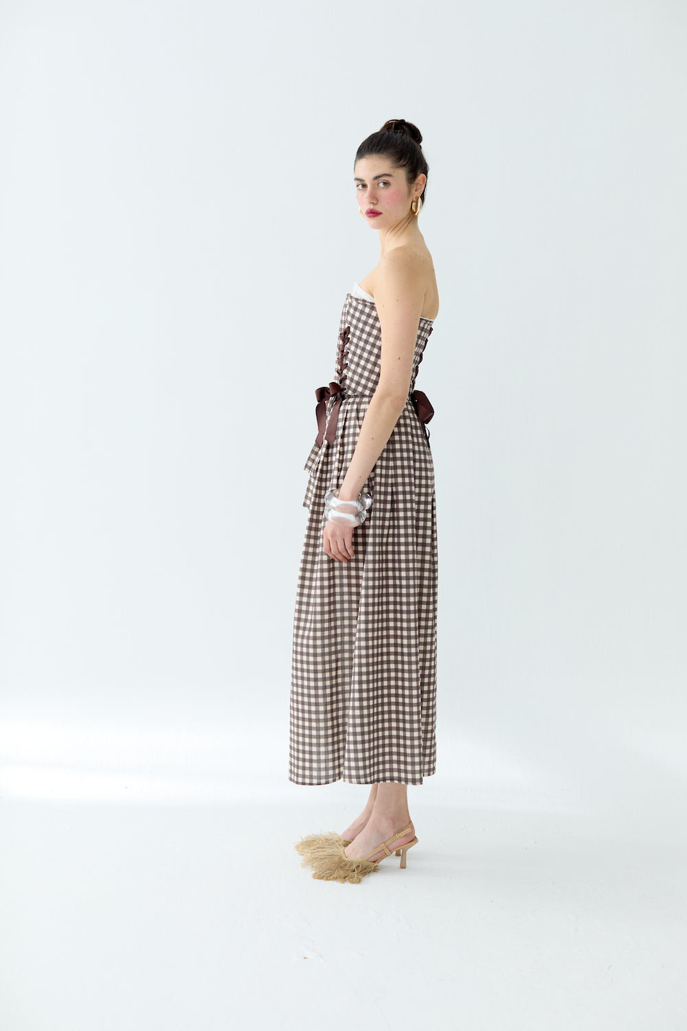 Marie Brown Checkered Corset Set