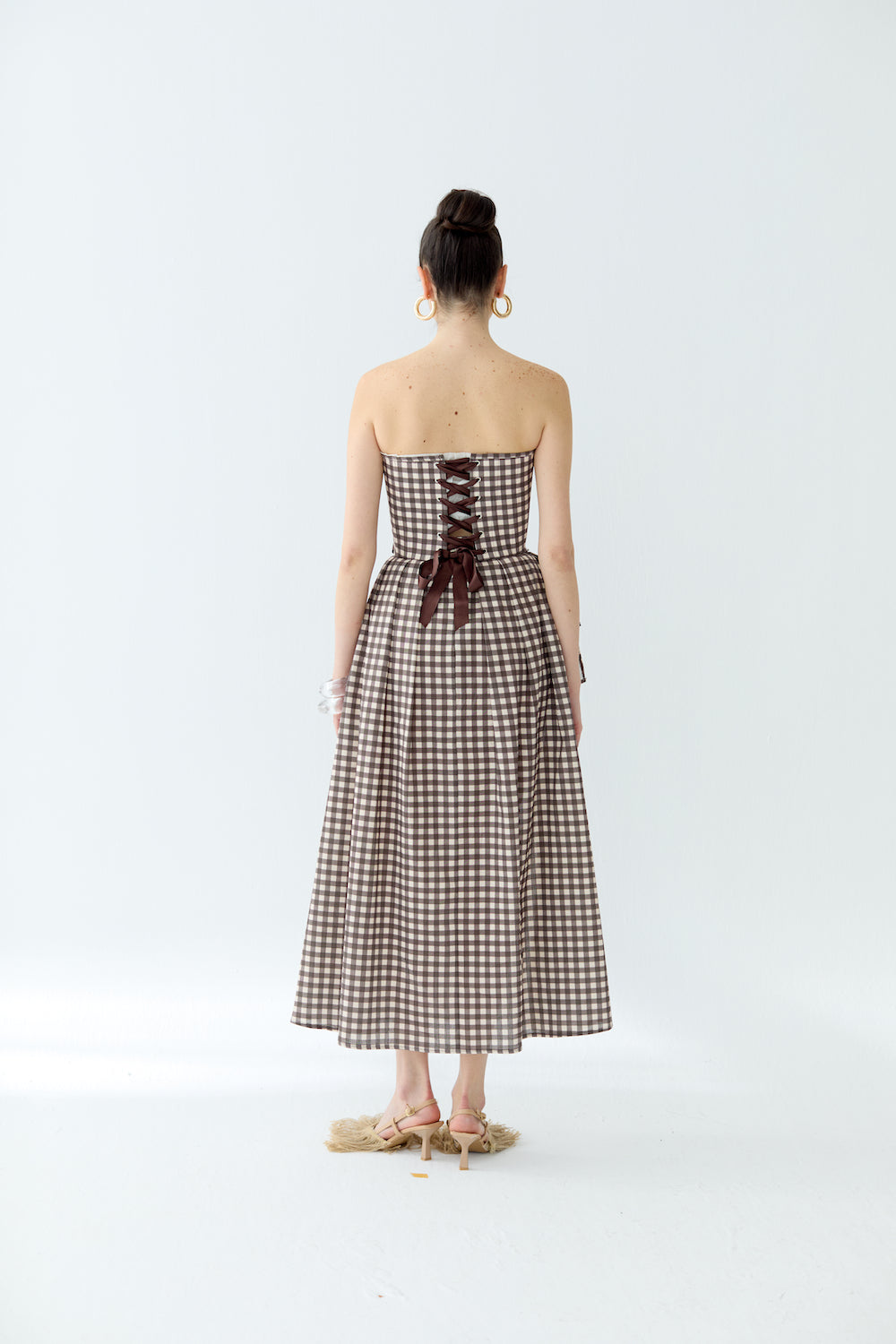 Marie Brown Checkered Corset Set