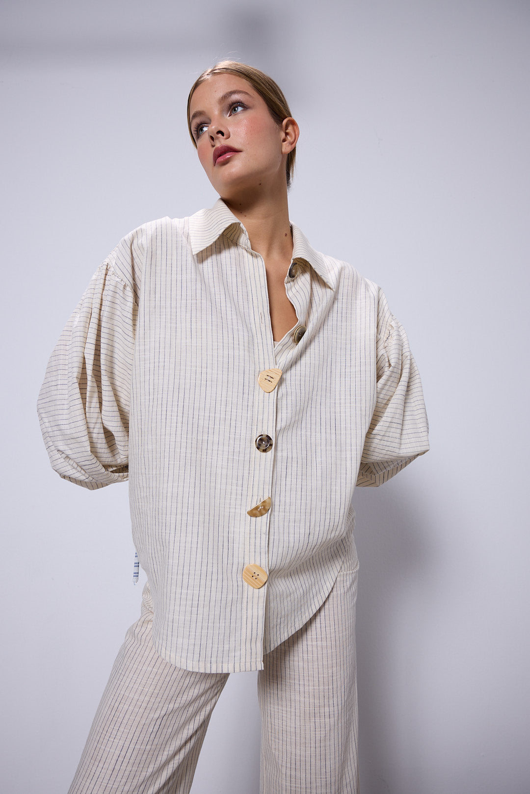 Luisa Ecru Striped Shirt