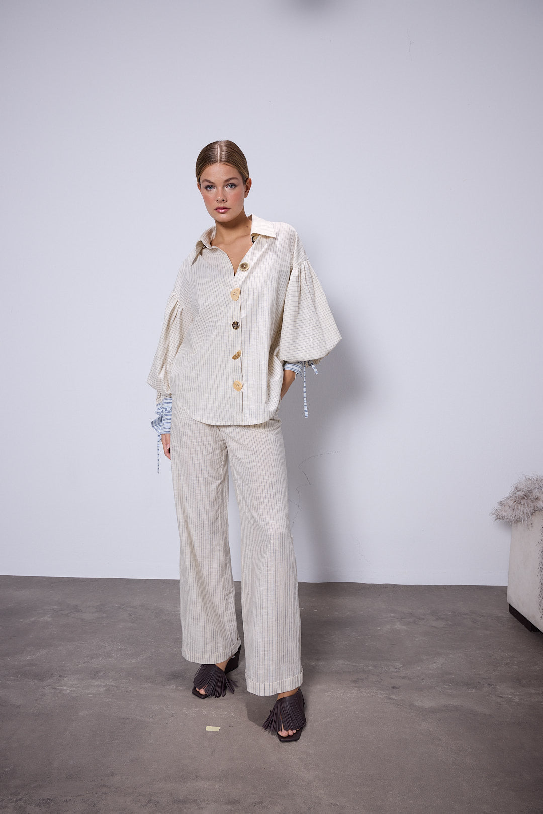 Luisa Ecru Striped Shirt