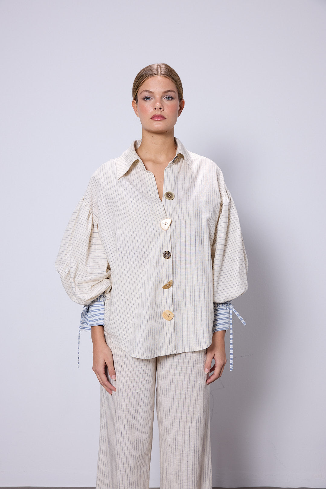 Luisa Ecru Striped Shirt