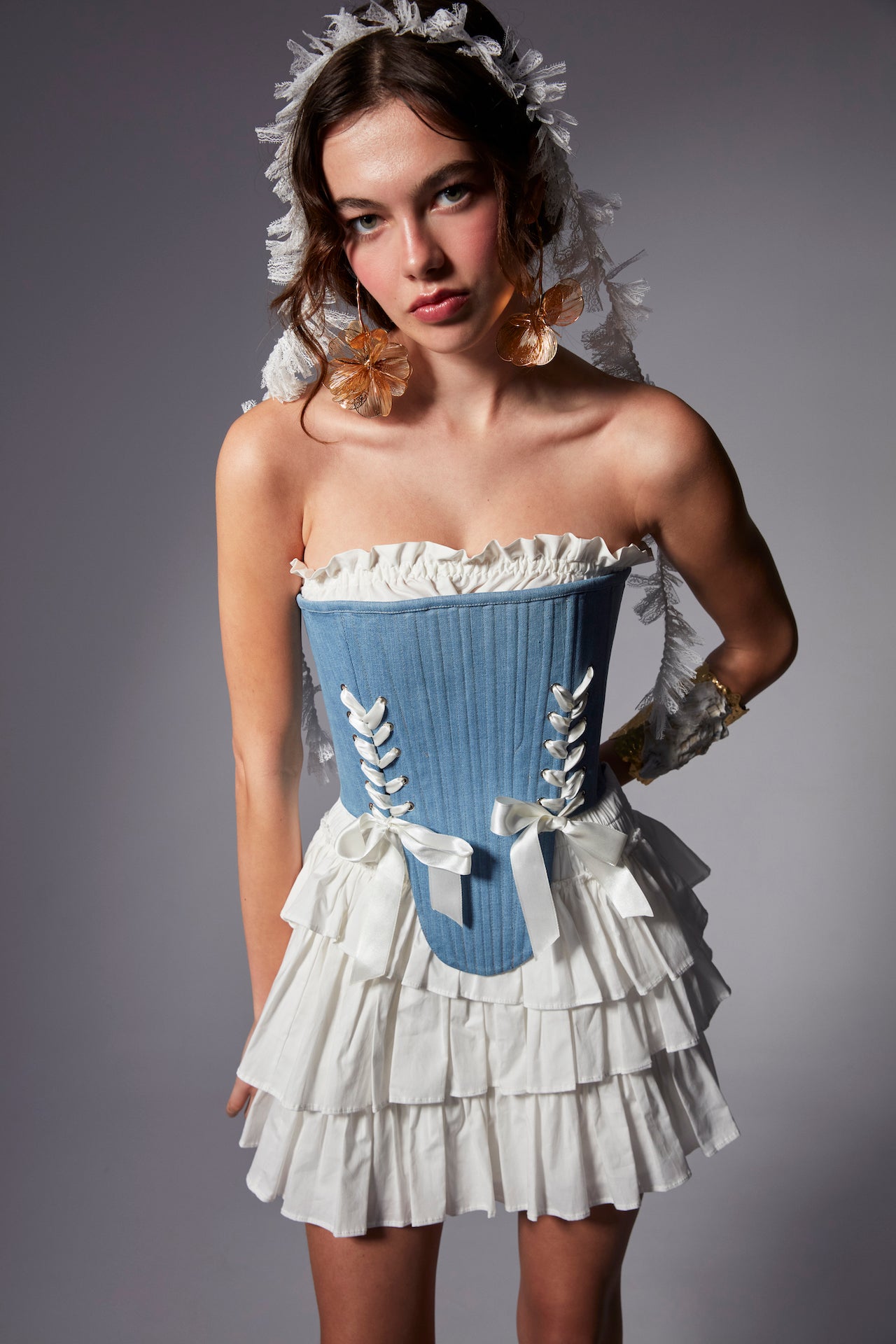 Marie in Denim Corset Set