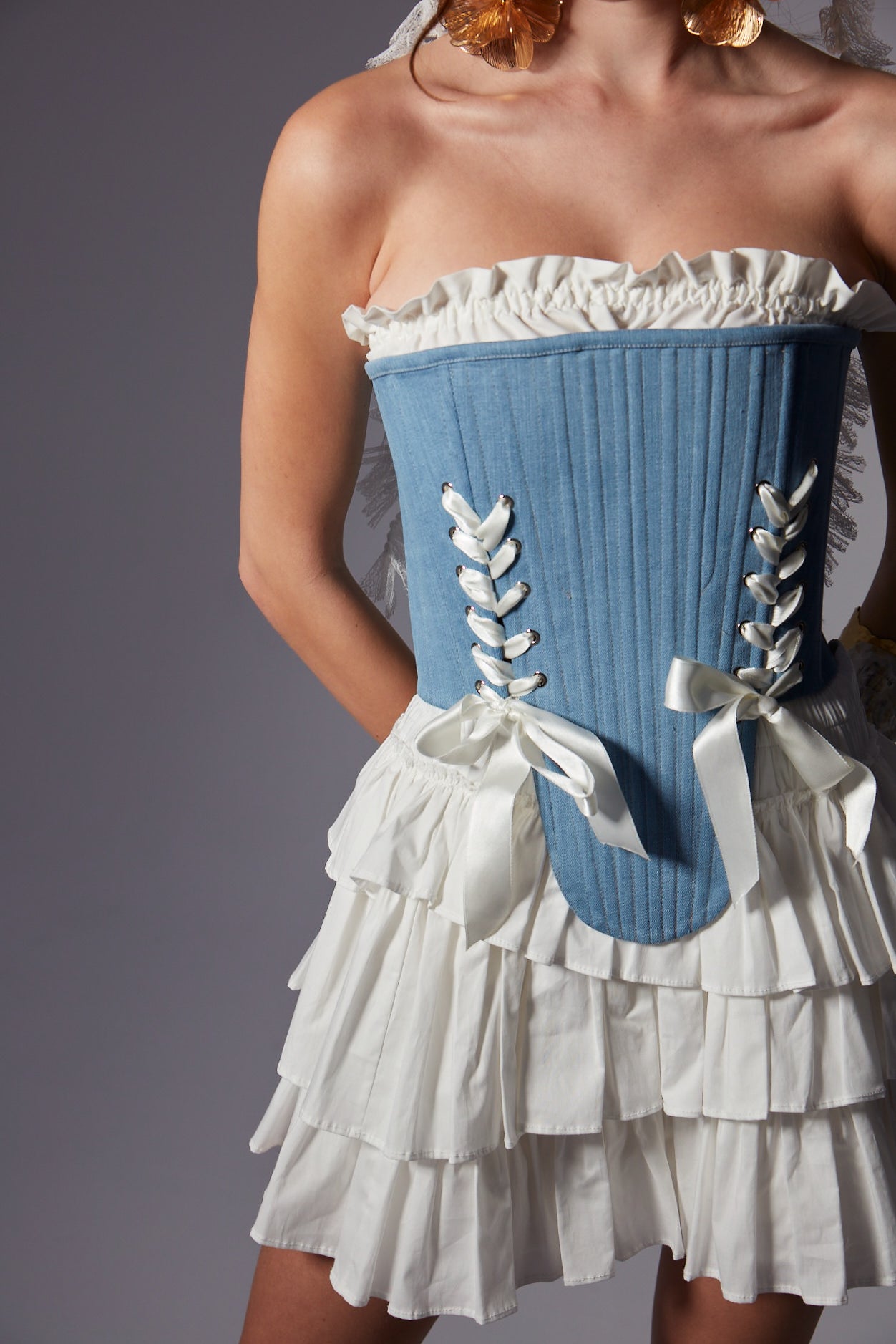 Marie in Denim Corset Set