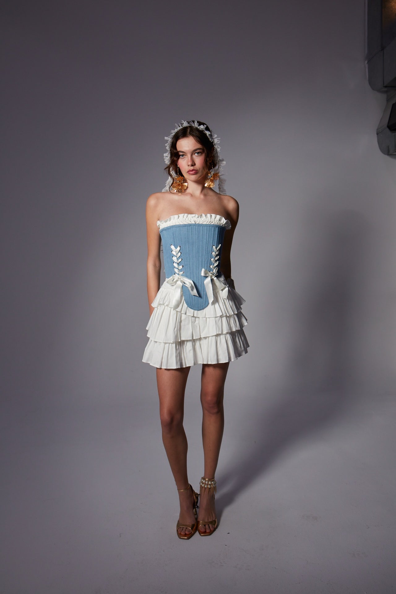 Marie in Denim Corset Set