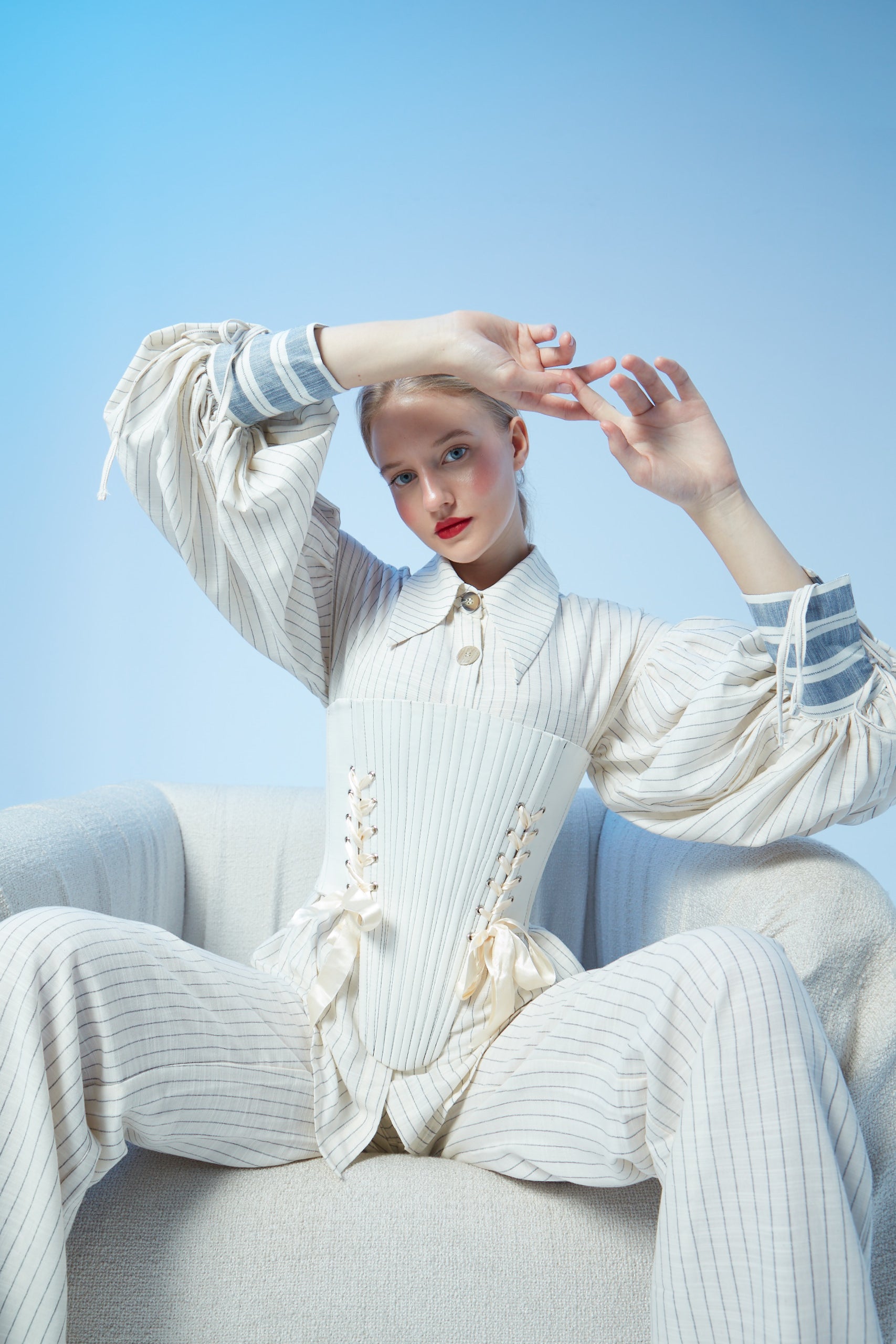 Luisa Ecru Striped Shirt