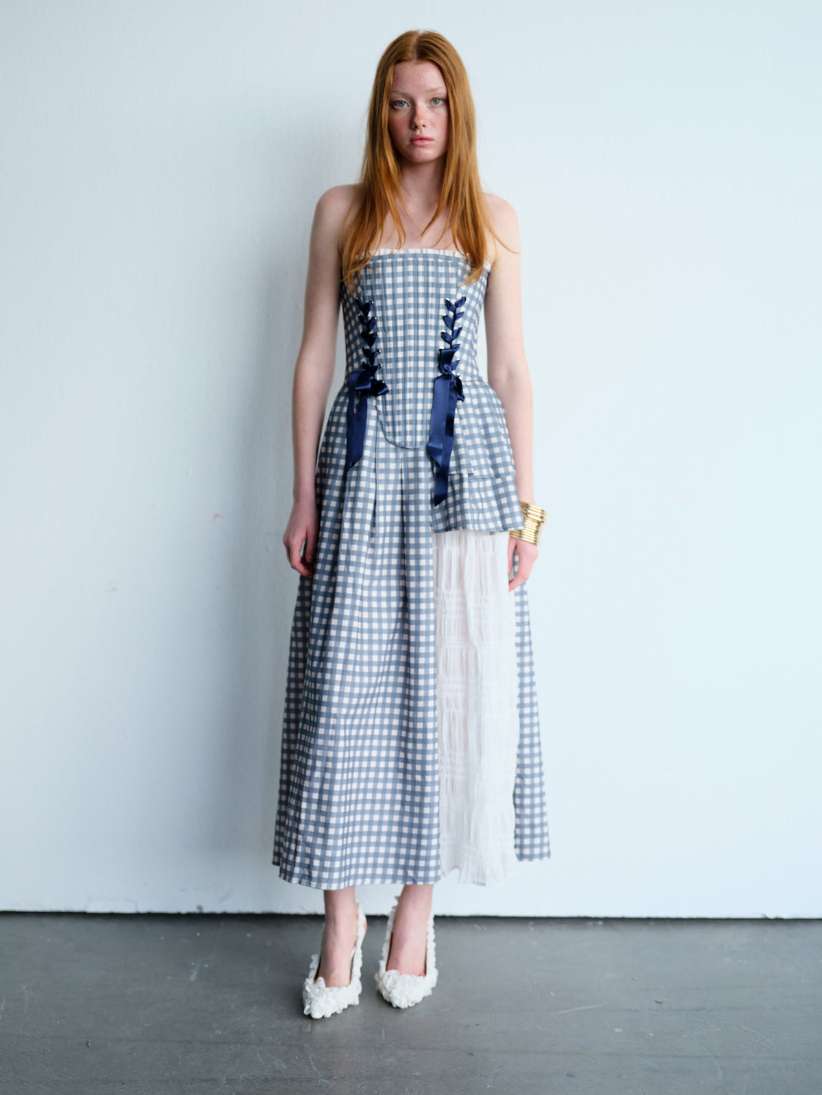 Marie Blue Checkered Corset