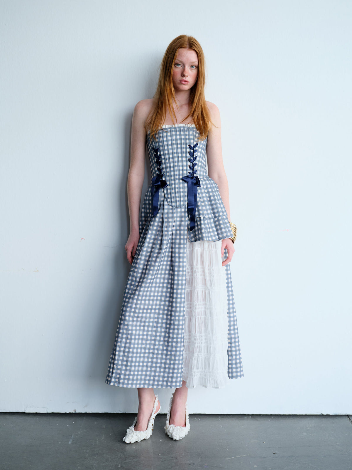 Marie Blue Checkered Corset