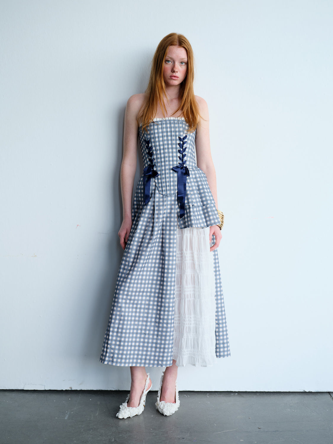Marie Blue Checkered Corset Set