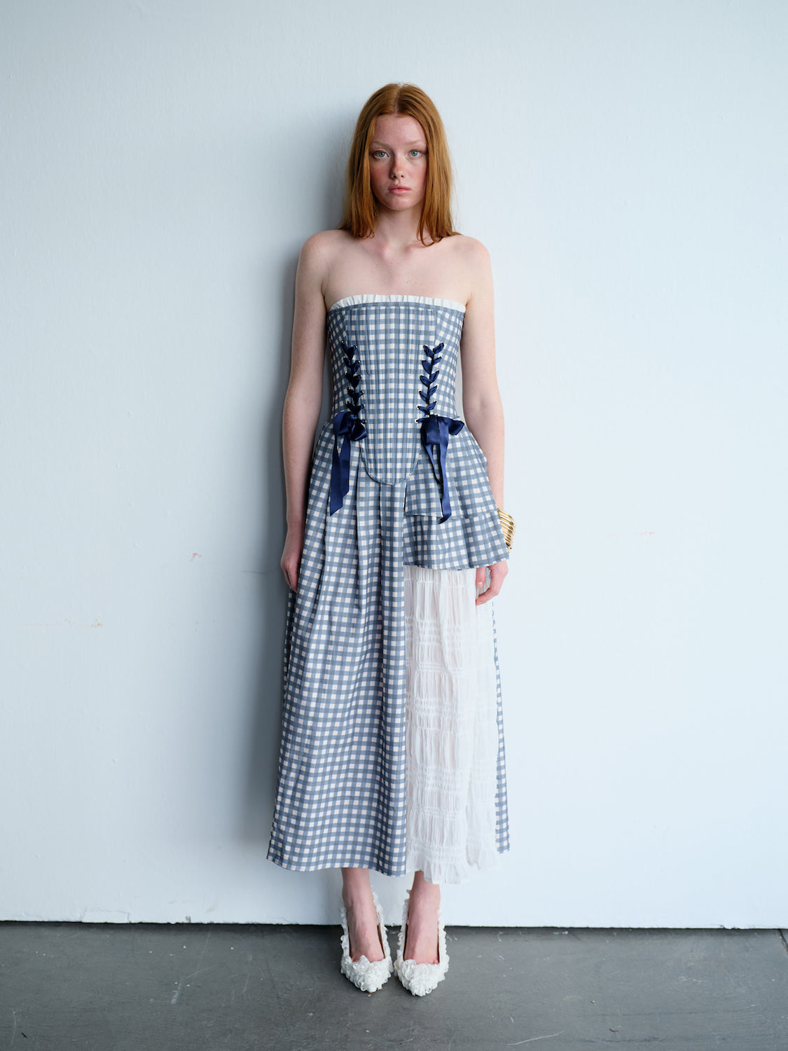 Marie Blue Checkered Corset Set