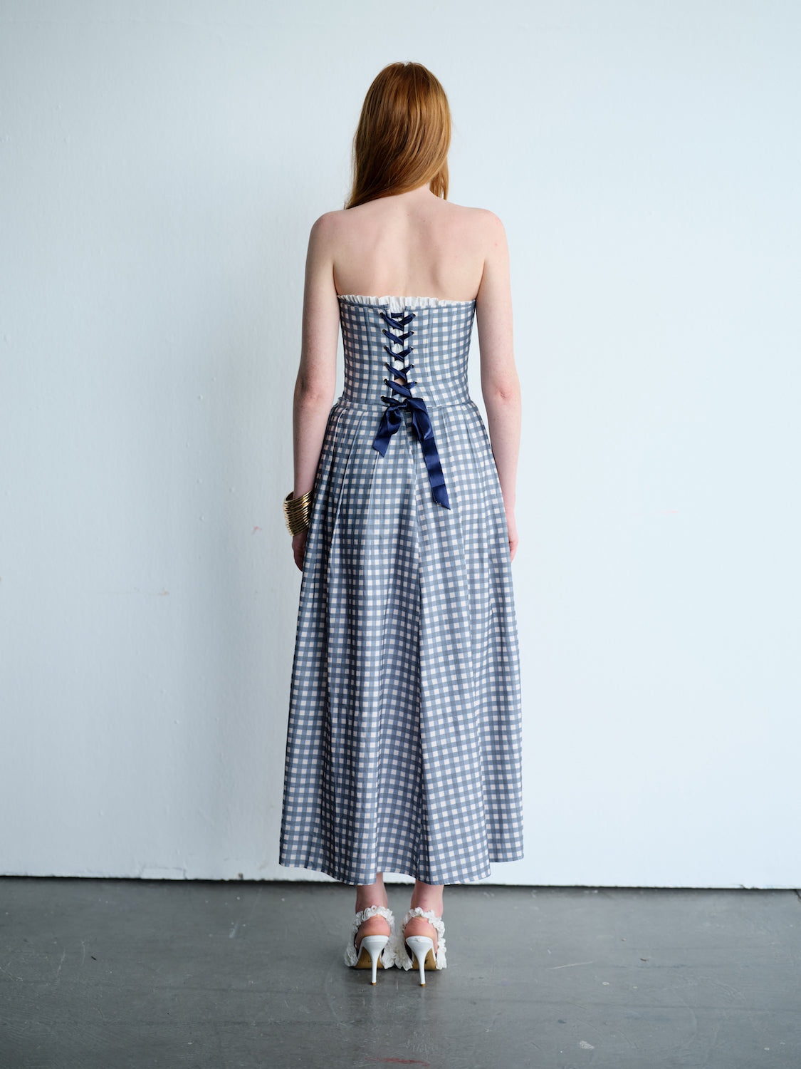 Marie Blue Checkered Corset Set