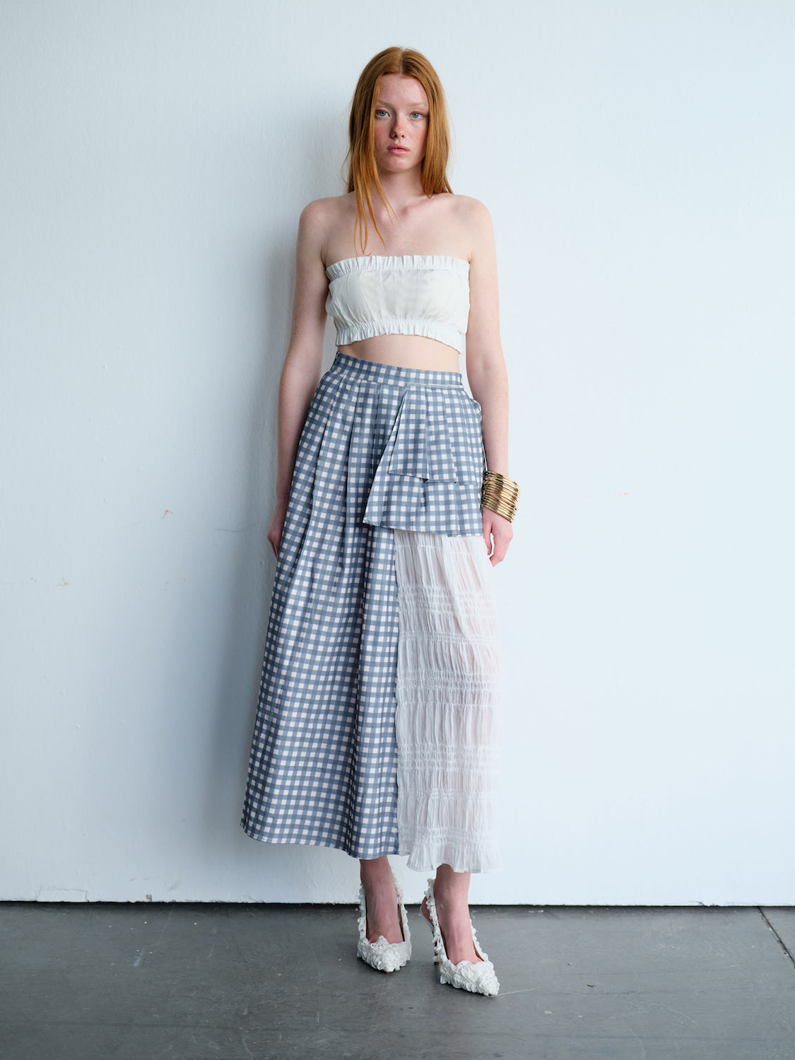 Marie Blue Checkered Corset Set