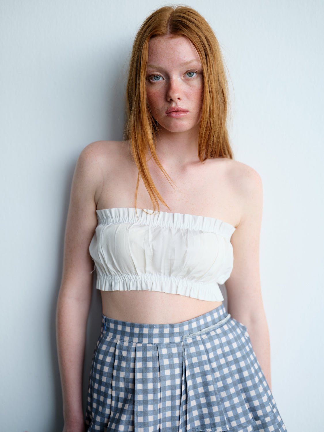 Marie Blue Checkered Corset Set