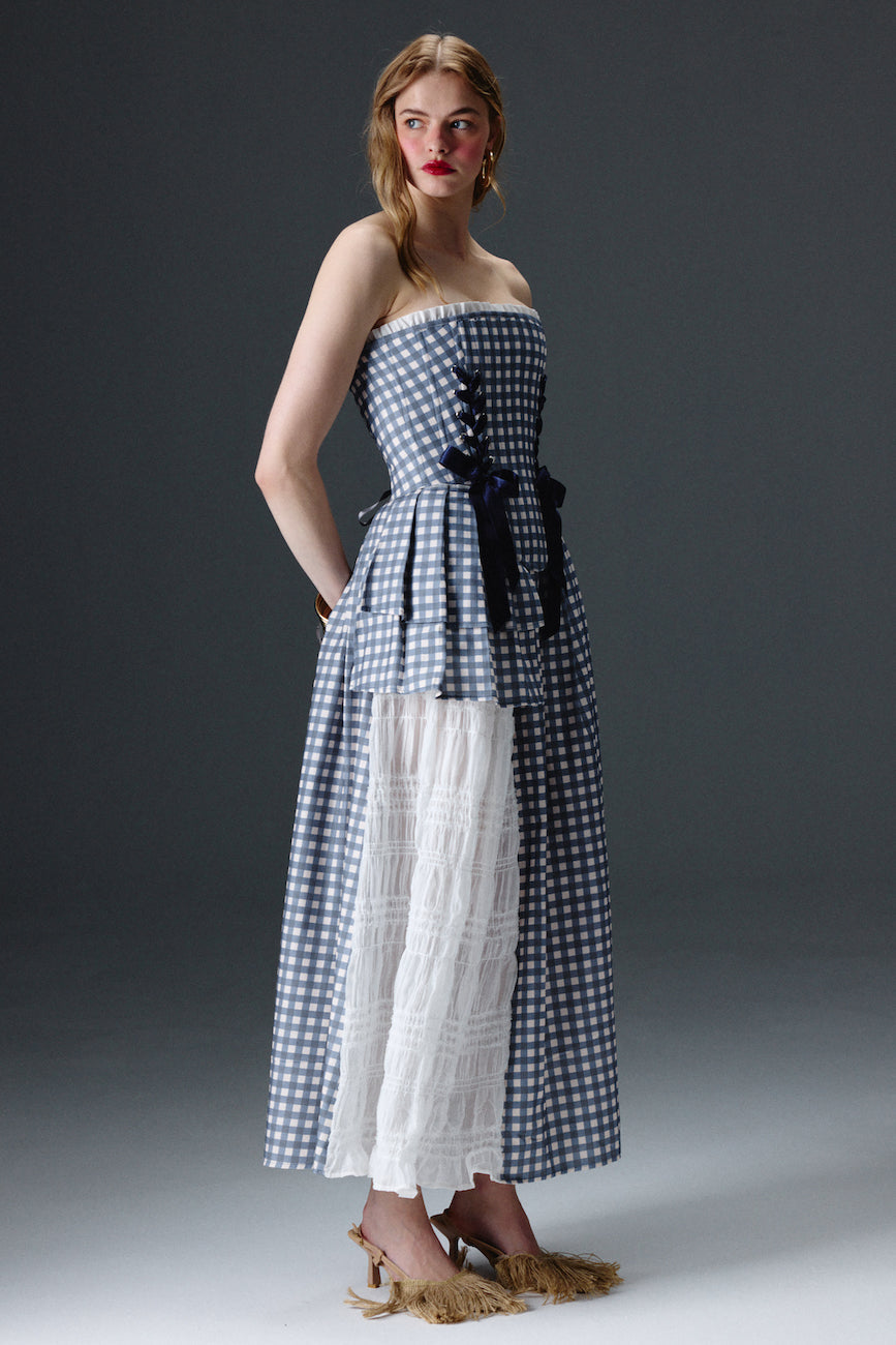 Marie Blue Checkered Corset