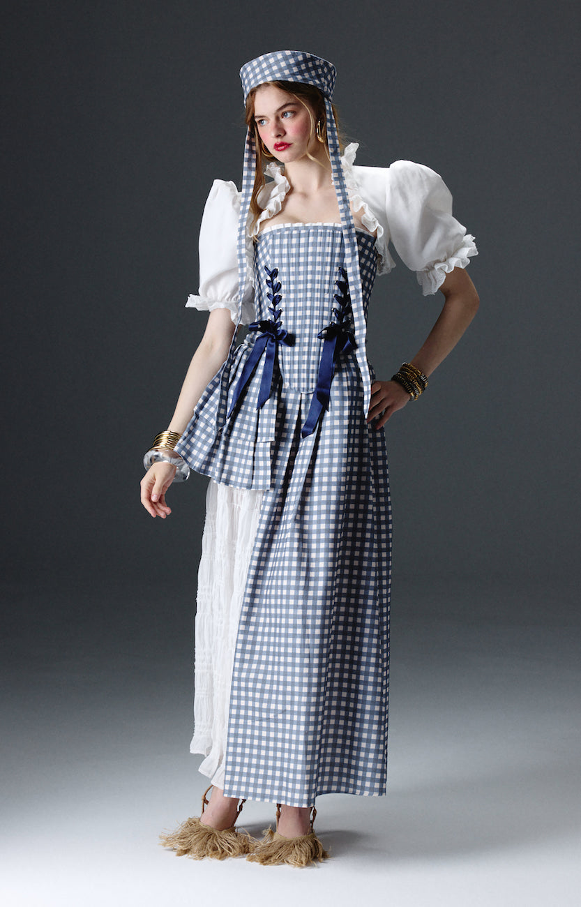 Helena Blue Checkered Hat