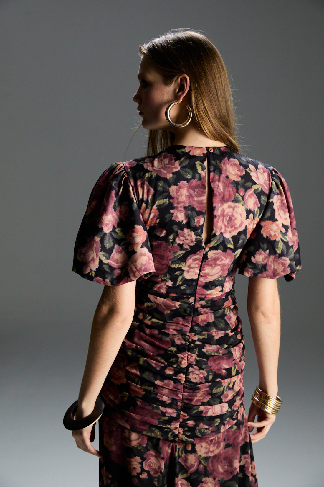 Clara Pembe Çiçek Desenli Elbise