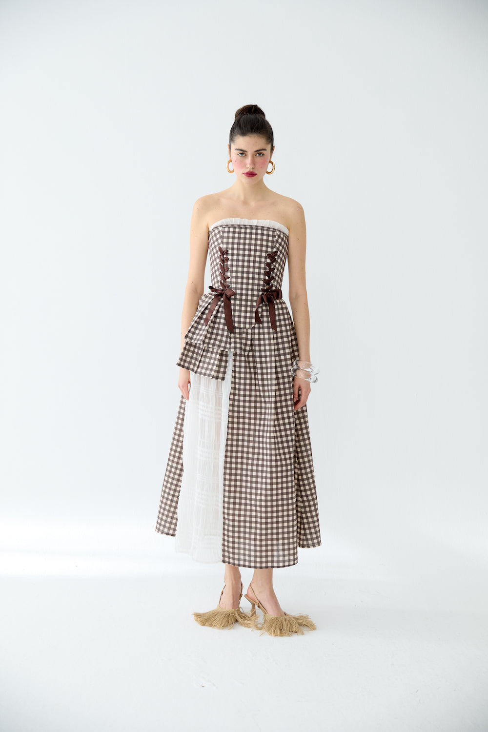 Marie Brown Checkered Corset Set