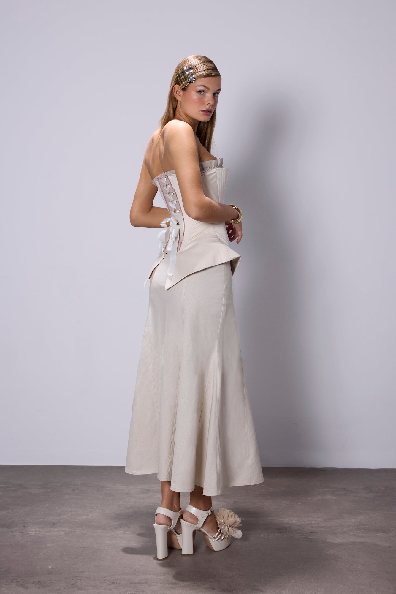 Ariel Beige Linen Skirt