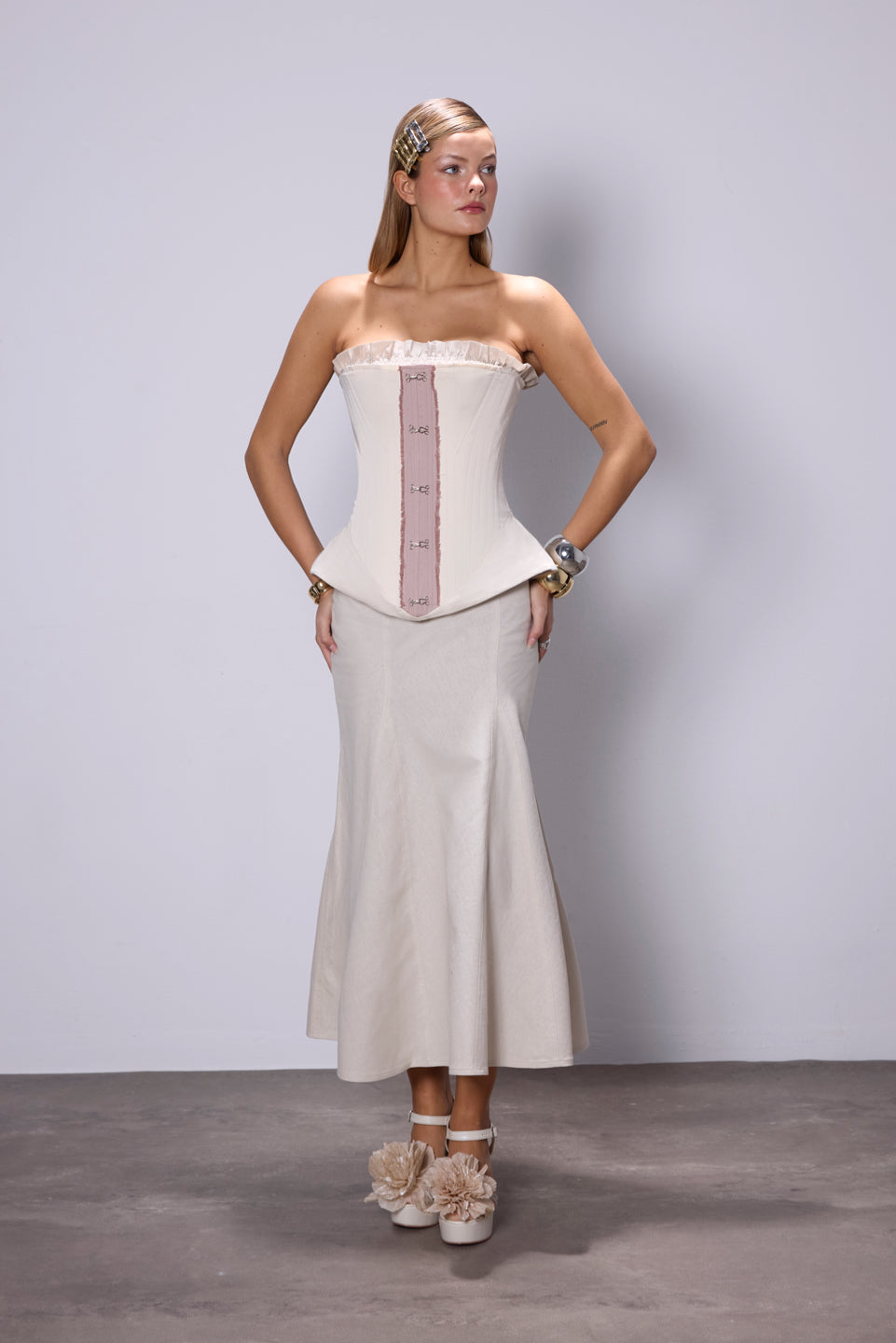 Ariel Beige Linen Skirt