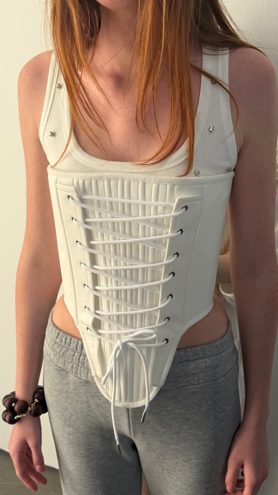Luna White Corset Set