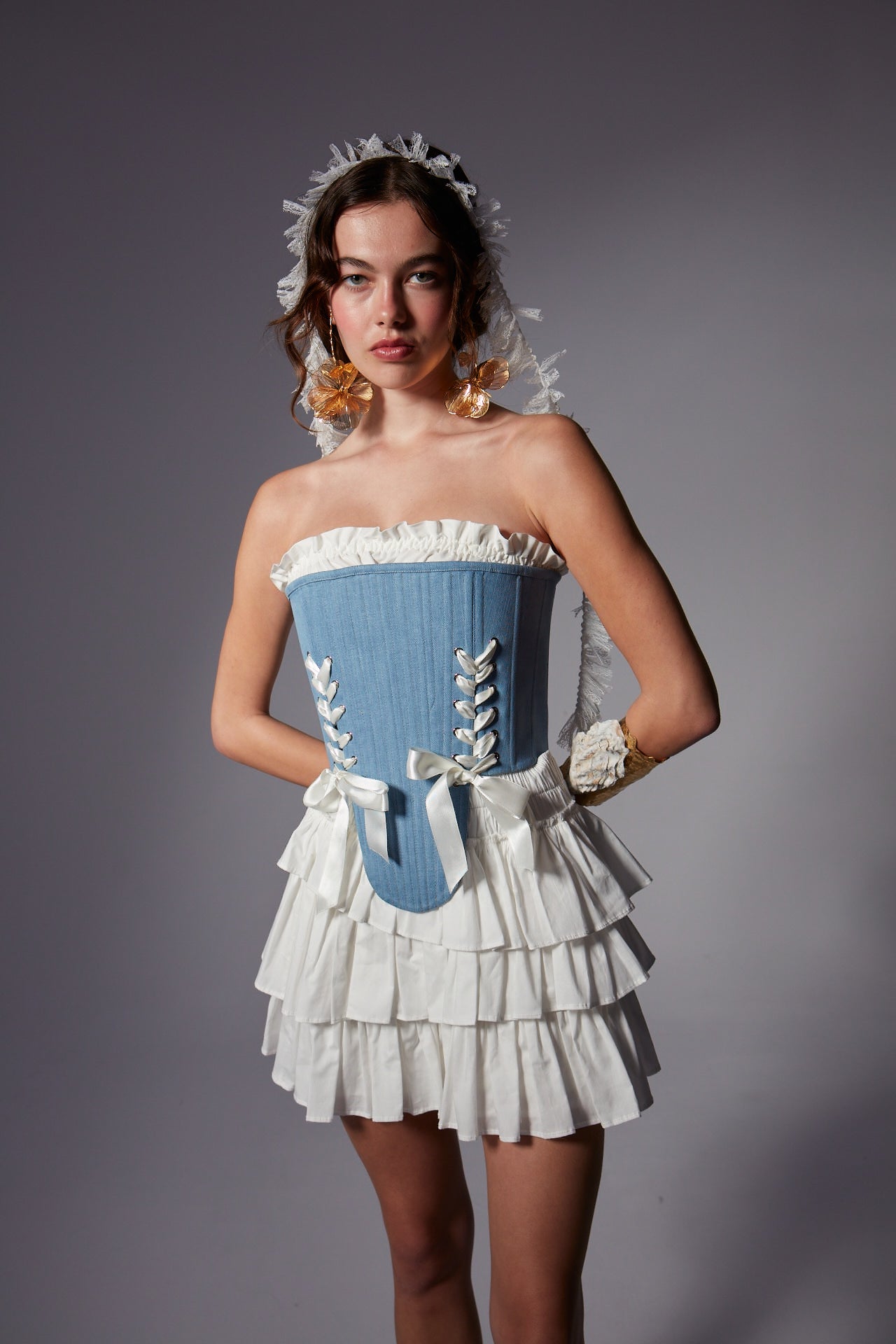 Marie in Denim Corset Set