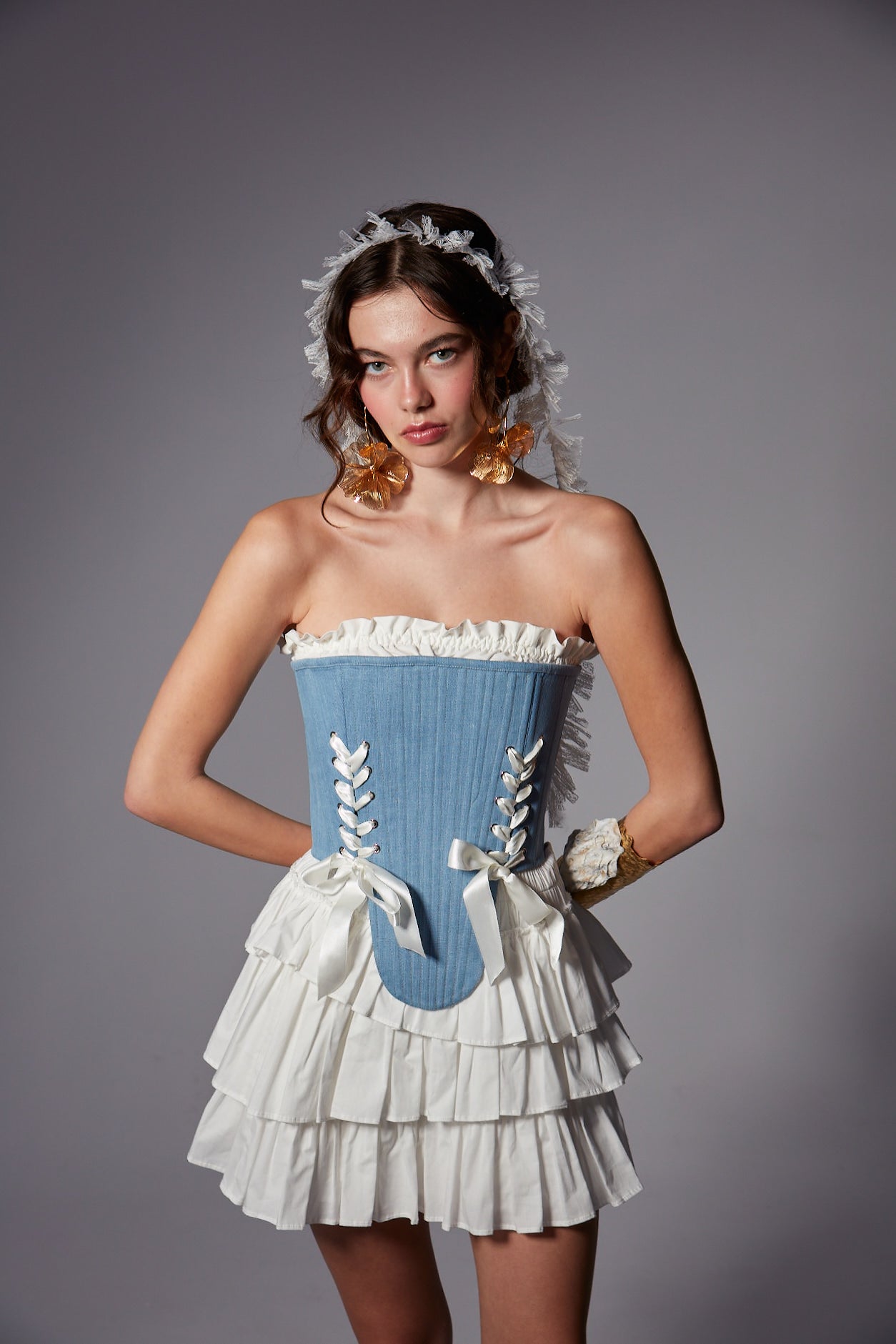 Marie in Denim Corset Set